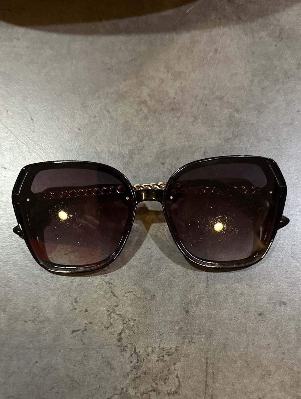 Jessica Simpson Women's Oversized Square Sunglasses with Gold Chain Detail